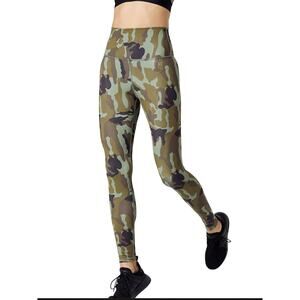 BODY LANGUAGE SPORTSWEAR Green Black Camo Print Mid-Rise Activewear Legging XL